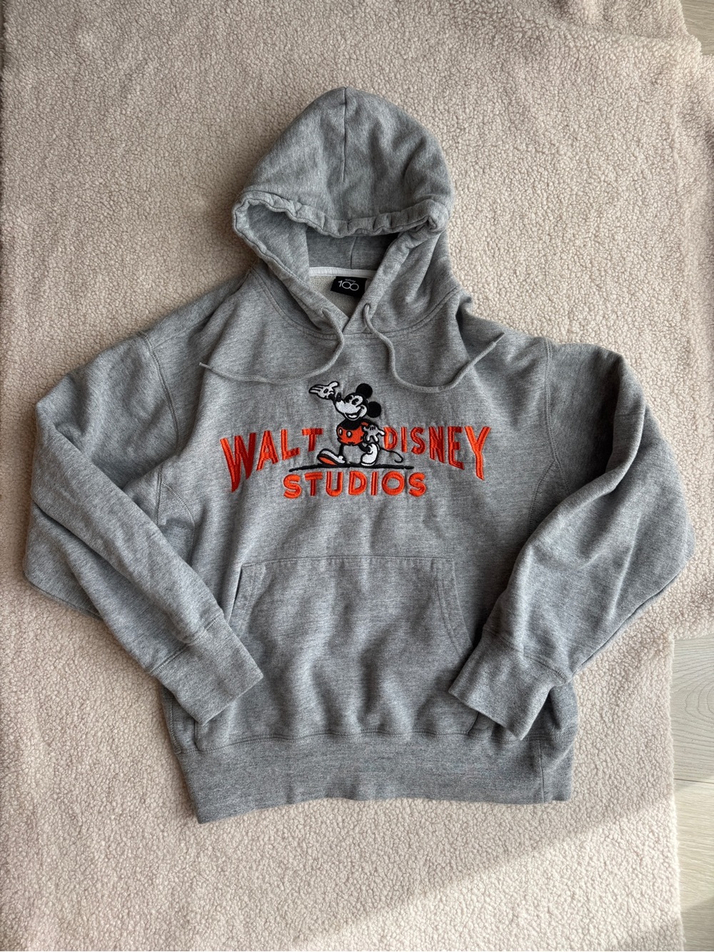 Disney Gray Crewneck Sweatshirt with Orange Walt Disney Studios Embroidery